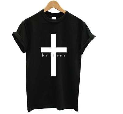 Camiseta Believe con Letras Estilo Urbano Europeo para Hombre y Mujer - Image 4