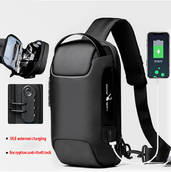 Mochila Crossbody Impermeable Antirrobo para Hombre - Bolsa de Viaje Oxford Multifunción