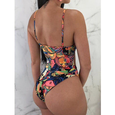 Traje de Baño Enterizo con Encaje Escote Descubierto - Image 3