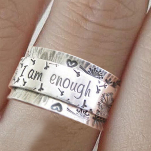 Anillo Vintage Unisex 'Soy Suficiente' con Letras - Image 8