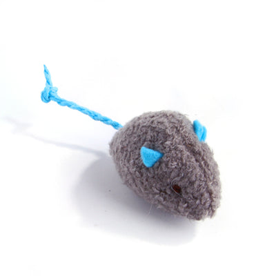 Plush beige mouse cat toy with orange ears and braided tail, designed for interactive play. - Image 3
