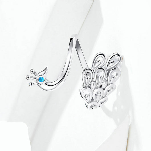 Anillo de Plata con Baño de Oro Blanco Diseño Pavo Real - Image 3