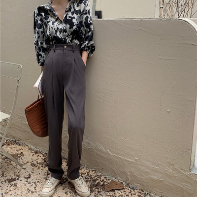 Pantalones Sueltos de Corte Recto con Caída Fluida para Mujer