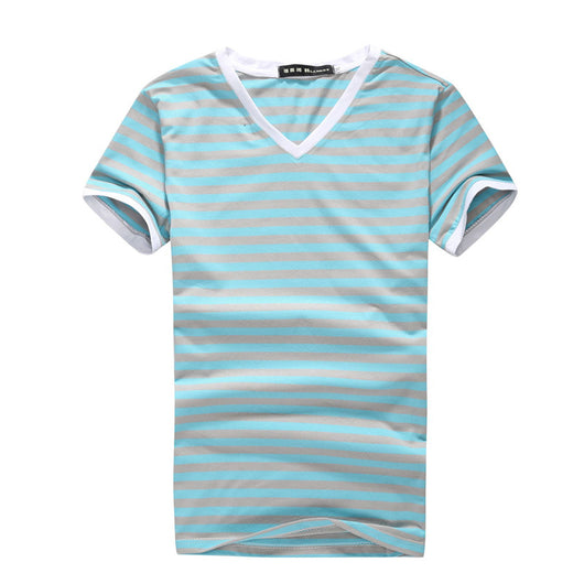 Camiseta de Algodón con Cuello en V y Rayas - Image 10