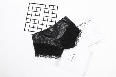 Shorts de Cuero con Costura de Encaje - Pantalón Sexy y Sofisticado - Image 6