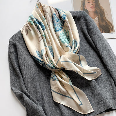 Pañuelo de Seda Grande Cuadrado para Mujer - Elegancia Atemporal - Image 9