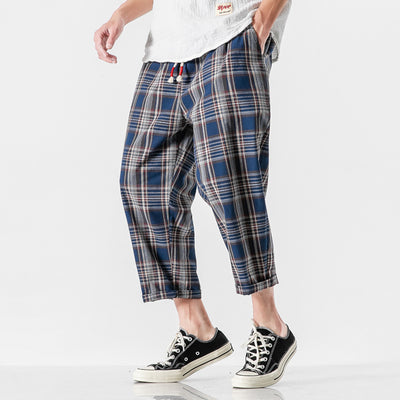 Pantalones Casuales a Cuadros Estilo Asiático con Detalles Desgastados - Image 5