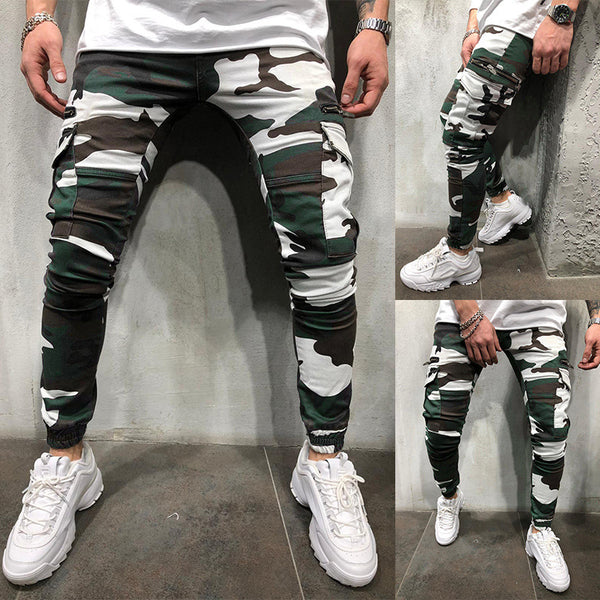 Pantalones Cargo Tácticos con Cierre y Camuflaje