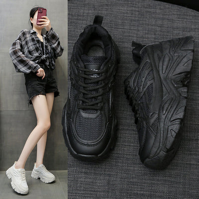 Zapatillas Blancas Deportivas con Suela Gruesa y Transpirables