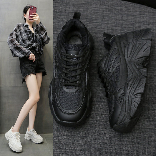 Zapatillas Blancas Deportivas con Suela Gruesa y Transpirables