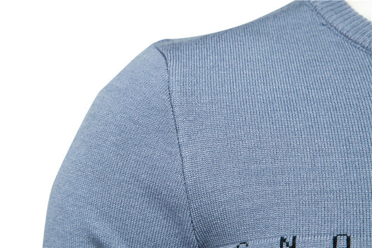 Suéter Tejido para Hombre con Bordado de Letras - Abrigo Base Versátil - Image 9