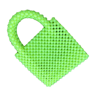 Bolso de Mano Tejido con Cuentas - Cartera de Noche Cuadrada Compacta