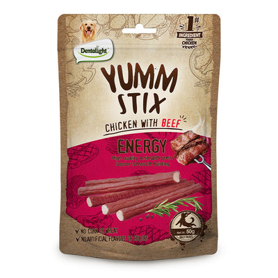 Dentalight Yumm Stix chicken with lamb dog treats, 50g pouch, supporting healthy brain function with DHA & Vitamin E. - Image 4