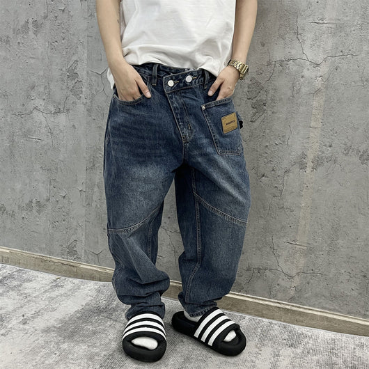 Pantalones Cargo Vaqueros Retro Lavado Pesado con Diseño de Bolsillos Oblicuos - Image 12