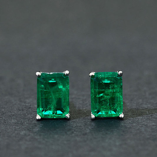 Aretes de Plata Esterlina 925 con Esmeralda - Diseño Elegante