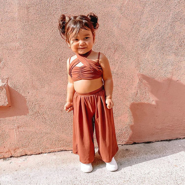 Conjunto de Dos Piezas para Niña Primavera Verano con Escote Halter