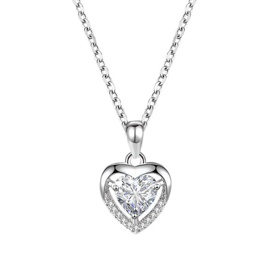 Collar Corazón de Plata 925 con Cristales Brillantes - Joya Personalizada Lujo para Mujer