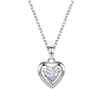 Collar Corazón de Plata 925 con Cristales Brillantes - Joya Personalizada Lujo para Mujer