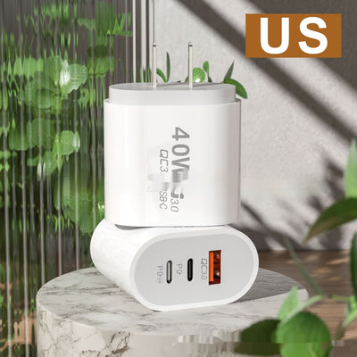 Cargador Rápido 40W Multi-Puerto para Android - Ideal para Viajes