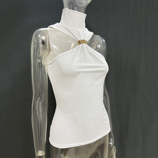 Blusa Dorada sin Mangas con Hombros Descubiertos y Tela Elástica - Image 25
