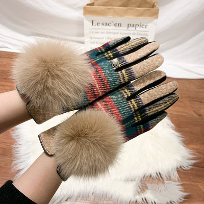 Guantes de Lana y Cachemira con Pompón de Piel de Zorro - Image 23