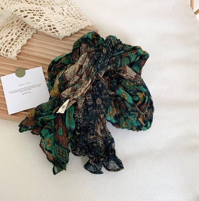 Pañuelo Vintage de Algodón y Lino con Flores Retro para Mujer - Image 19
