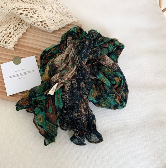 Pañuelo Vintage de Algodón y Lino con Flores Retro para Mujer - Image 19