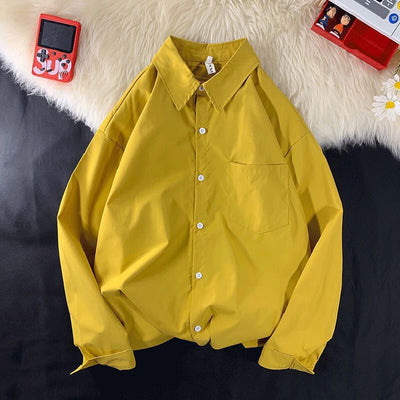 Camisa Drapeada de Manga Larga Color Sólido para Hombre - Image 6