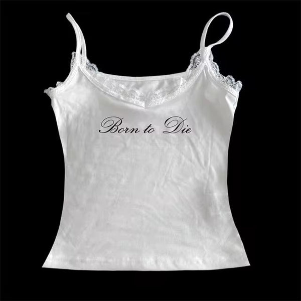 Top Corto sin Mangas con Estampado de Letras en Encaje - Image 6