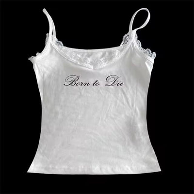 Top Corto sin Mangas con Estampado de Letras en Encaje - Image 6