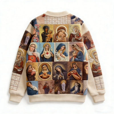 Sudadera Suelta Cuello Redondo con Estampa de Virgen María - Image 2