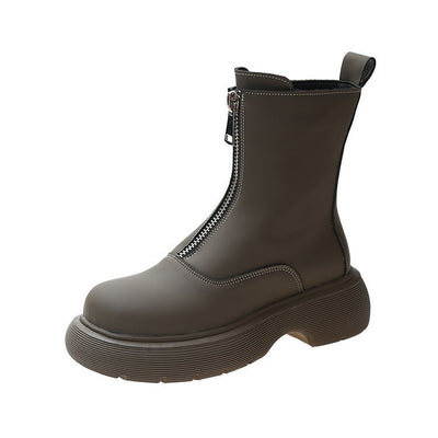 Botas Estilo Británico Gris Elefante con Suela Gruesa - Primavera y Otoño - Image 5