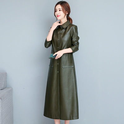 Gabardina de Cuero Fino para Mujer - Elegancia Minimalista - Image 5
