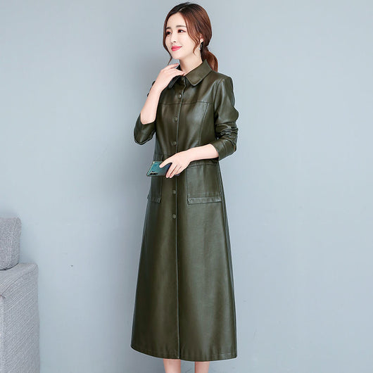 Gabardina de Cuero Fino para Mujer - Elegancia Minimalista - Image 5