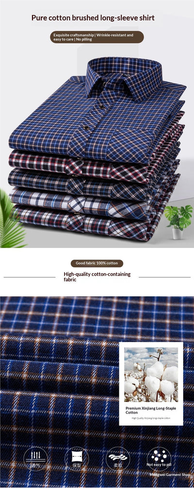 Camisa de Cuadros Suelta en Algodón para Hombre de Manga Larga - Image 17
