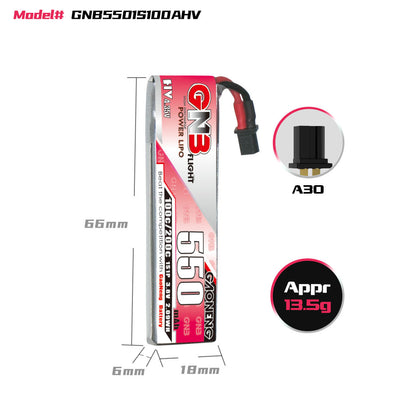 Batería LiPo de Alto Rendimiento 550mAh 1S 3.8V para Drones FPV con Conector A30 - Image 2
