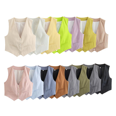 Chaleco Multicolor Suelto con Botones Decorativos Versátil para Mujer - Image 5