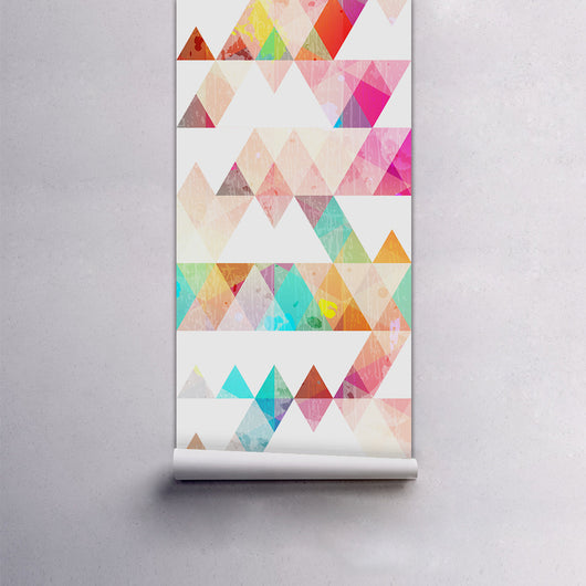 White PVC self-adhesive wallpaper with a playful pattern of hand-painted style polka dots in red, yellow, teal, and purple. - Image 7