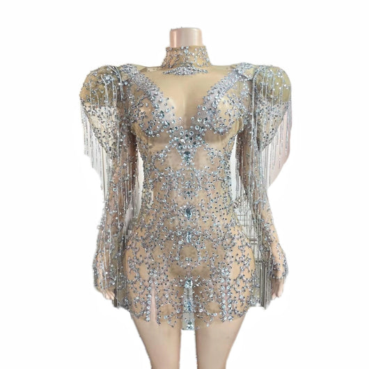 Vestido de Noche con Cadena de Diamantes Completos para Dama - Image 3