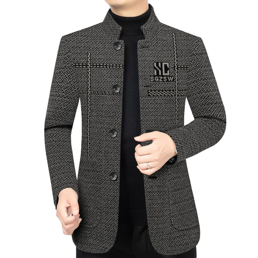 Chaqueta Casual de Lana con Cuello Parado para Hombre - Image 4