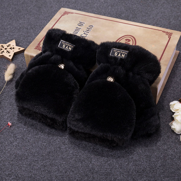 Guantes Mitones Cálidos Estilo Coreano para Parejas - Medio Dedo Acolchado