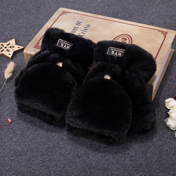 Guantes Mitones Cálidos Estilo Coreano para Parejas - Medio Dedo Acolchado