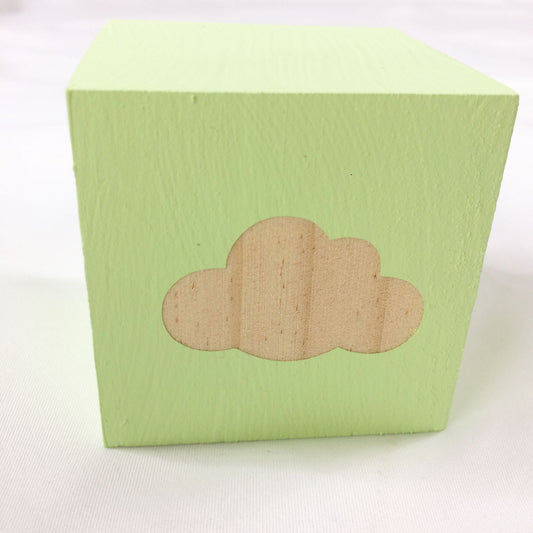 Cubo Decorativo Nórdico de Madera Maciza con Diseño de Nube - Image 2