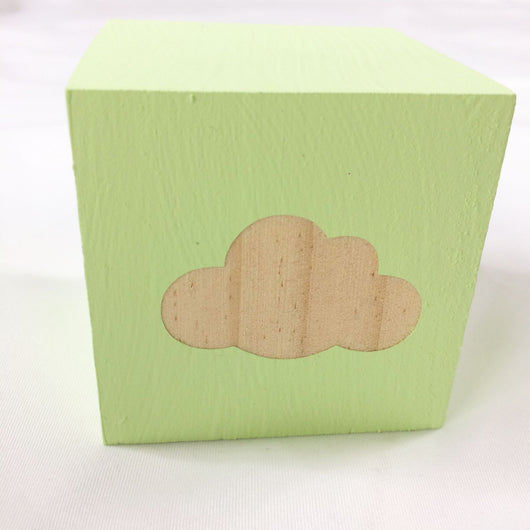 Cubo Decorativo Nórdico de Madera Maciza con Diseño de Nube - Image 2