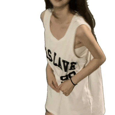 Musculosa Deportiva Suelta Vintage con Estampado de Letras - Image 5