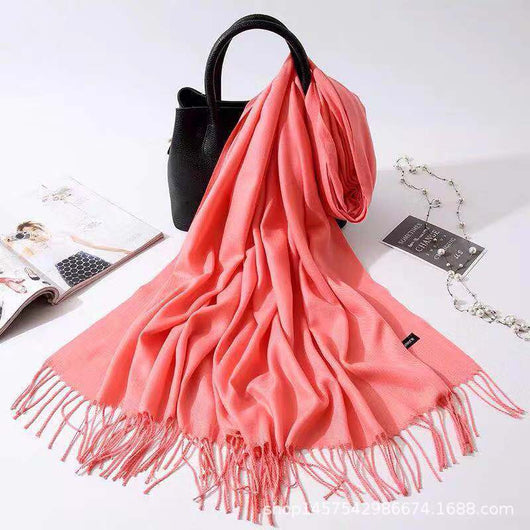 Bufanda de Imitación Cashmere para Mujer - Chal Versátil Cálido con Flecos - Image 34