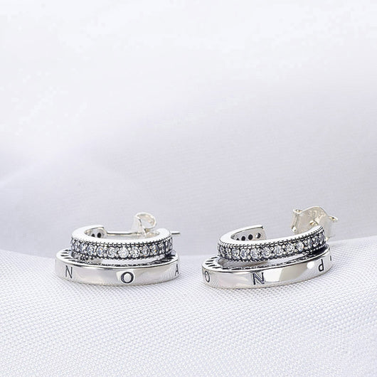 Aretes de Circonia Doble Anillo Efecto Hielo para Mujer - Image 5