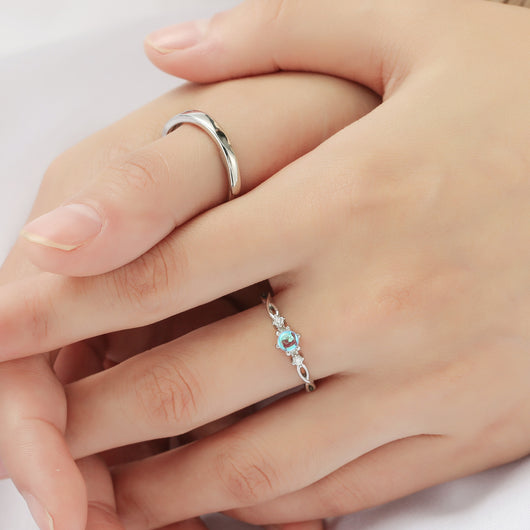 Anillos de Pareja Piedra Lunar Concéntrica en Plata Esterlina - Image 5