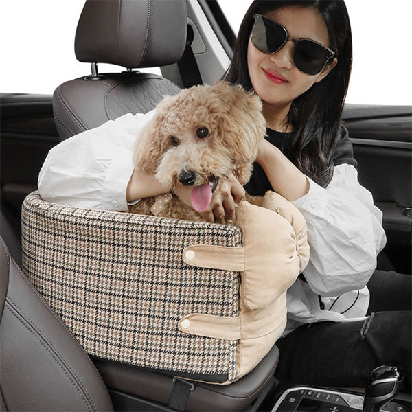 Cama Elevada para Mascotas con Soporte en Consola Central del Auto
