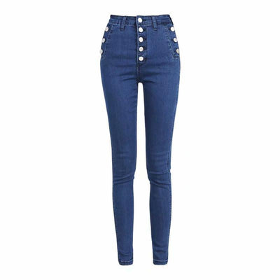 Pantalones Vaqueros Talle Alto con Botones y Tela Reforzada - Image 16